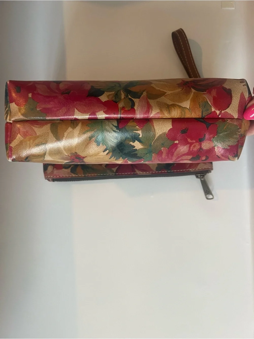 Patricia Nash Vintage Valarie Floral Fold Over Leather Wristlet Clutch Handbag - Picture 9 of 15